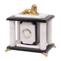 Часы настольные «Лев» из белого мрамора