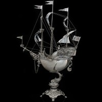 Серебряный корабль «Орион» из морской раковины NAUTILUS