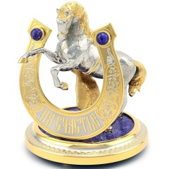 Статуэтка конь с подковой «На счастье» на чароите в подарок девочке