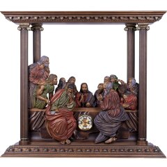 Каминные резные часы «Тайная вечеря» из массива дерева