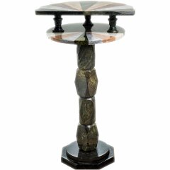 Журнальный столик «Мозаика» из натурального камня (змеевик, лемезит, мрамор)