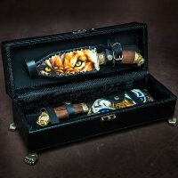 Охотничий нож с тяпкой «Взгляд тигра» в подарочной шкатулке