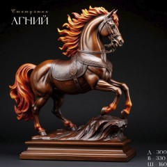 Большая деревянная лошадь символ 2026 «Агний» в подарок к новому году