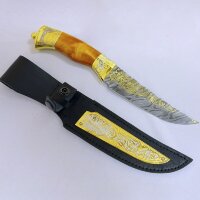 Подарочный нож «Дамаск» с позолоченным клинком