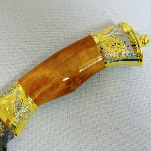 Подарочный нож «Дамаск» с позолоченным клинком