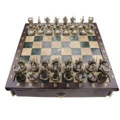 Шахматный ларец «Воины мифов» с бронзовыми фигурами