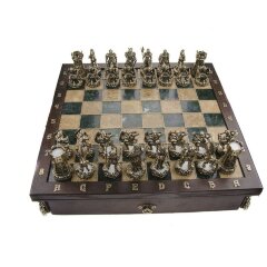 Шахматный ларец «Воины мифов» с бронзовыми фигурами