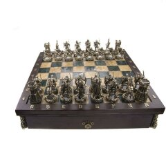 Шахматный ларец «Воины мифов» с бронзовыми фигурами
