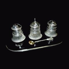 Серебряные солонки «Монарх» на камне обсидиан