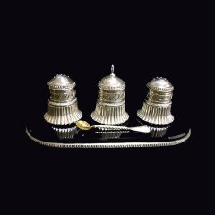 Серебряные солонки «Монарх» на камне обсидиан