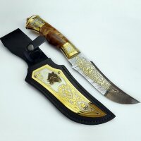 Коллекционный нож «Дамаск» с позолоченным клинком