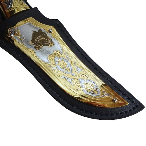 Коллекционный нож «Дамаск» с позолоченным клинком