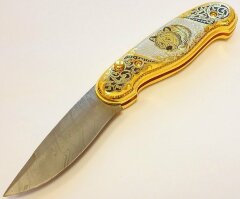 Нож складной дамасский "Медведь"