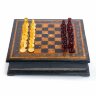 Деревянный шахматный ларец «Имперский» из янтаря с фигурами