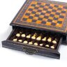 Деревянный шахматный ларец «Имперский» из янтаря с фигурами