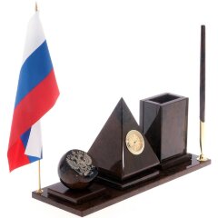 Настольный набор «Пирамида» из натурального камня обсидиан