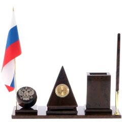 Настольный набор «Пирамида» из натурального камня обсидиан