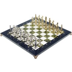 Коллекционные шахматы «Египет» с бронзовыми фигурами на каменной доске (змеевик, мрамор)