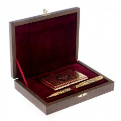 Подарочный набор «Герб России» (металлическая визитница, ручка)