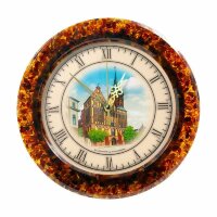 Настенные часы из янтаря «Кафедральный собор» для рабочего кабинета