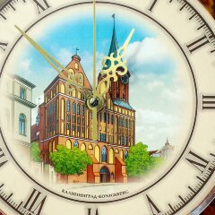 Настенные часы из янтаря «Кафедральный собор» для рабочего кабинета