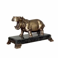 Бронзовая фигурка «Бегемот» на подставке из камня
