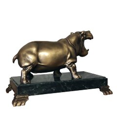 Бронзовая фигурка «Бегемот» на подставке из камня