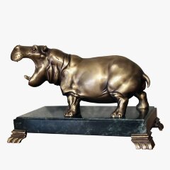Бронзовая фигурка «Бегемот» на подставке из камня