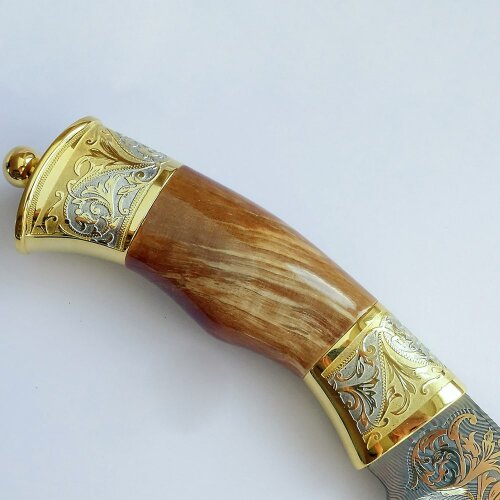 Сувенирный нож «Дамаск» с позолоченным клинком