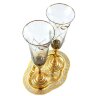 Венчальные бокалы для шампанского «Горько» с позолоченным подносом