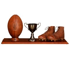 Интерьерный сувенир «Веллингтон» (мяч регби, бутсы, кубок) на подставке