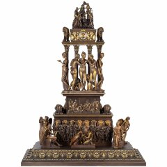 Дизайнерские напольные часы «Фарнезский Бык» из массива дерева