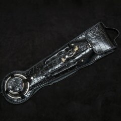 Походный набор для пикника «Стрелецкий» в чёрном кожаном футляре