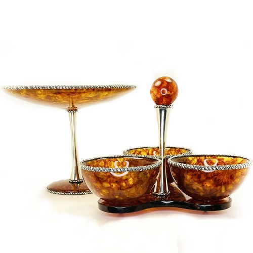 Красивая конфетница из янтаря «Венеция»