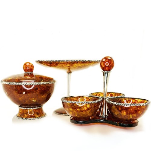 Красивая конфетница из янтаря «Венеция»