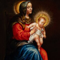 Художественная икона «Пресвятая Дева Мария» с ручной росписью