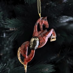 Новогодняя ёлочная игрушка «Лошадка качалка» — символ 2026 года Красной Огненной Лошади