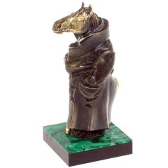 Бронзовая статуэтка «Конь в пальто» на подставке из малахита