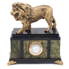 Настольные часы «Лев» из змеевика (малые)