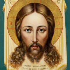 Художественная икона «Спас Нерукотворный» с ручной росписью