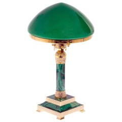 Зелёная настольная лампа из малахита «LIGHT» для рабочего стола