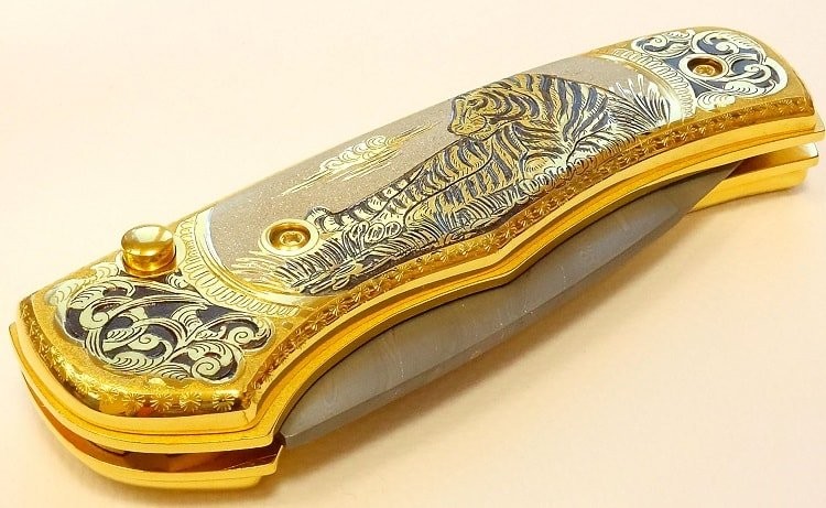 Нож складной дамасский "Тигр"