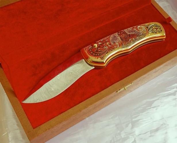 Нож складной дамасский "Тигр"