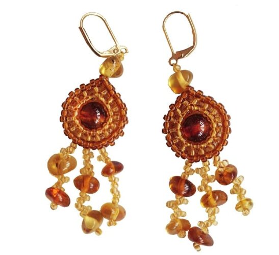 Серьги из янтаря «Жемчужина востока»