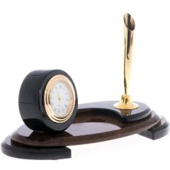 Настольные часы «Элегия» с подставкой для ручки из обсидиана