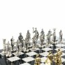 Коллекционные шахматы «Римляне и Галлы» с бронзовыми фигурами на каменной доске (змеевик, мрамор)