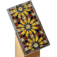 Сувенирные нарды «Орнамент» из карельской берёзы и янтаря
