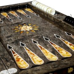 Сувенирные нарды «Орнамент» из карельской берёзы и янтаря