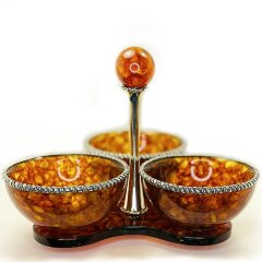 Красивая менажница из янтаря «Венеция»