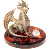 Подарочная фигурка «Дракон с жемчужиной» на янтаре — как символ Нового 2024 года